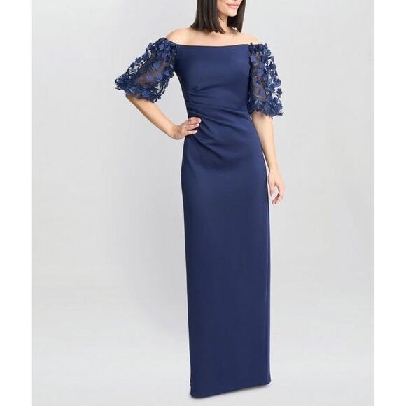 Terani Couture Mother of the Bride Off the Shoulder Gown Navy Blue 18 Formal - Picture 2 of 7